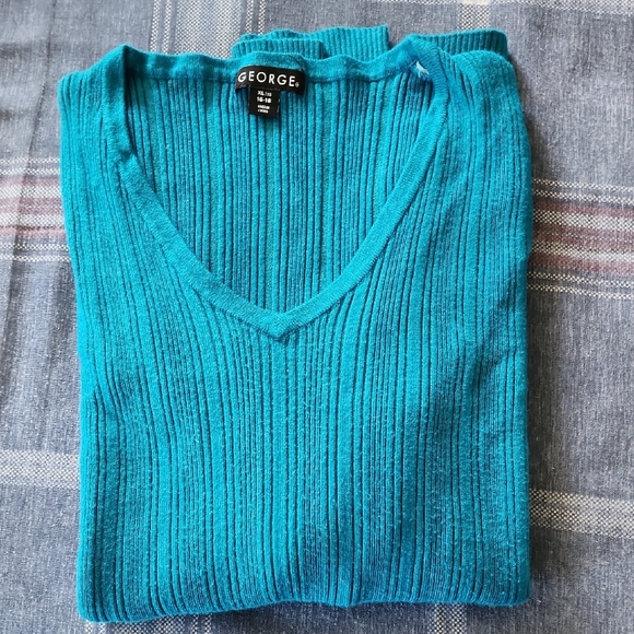 George Turquoise Ribbed Knit Top - Picture 4 of 4